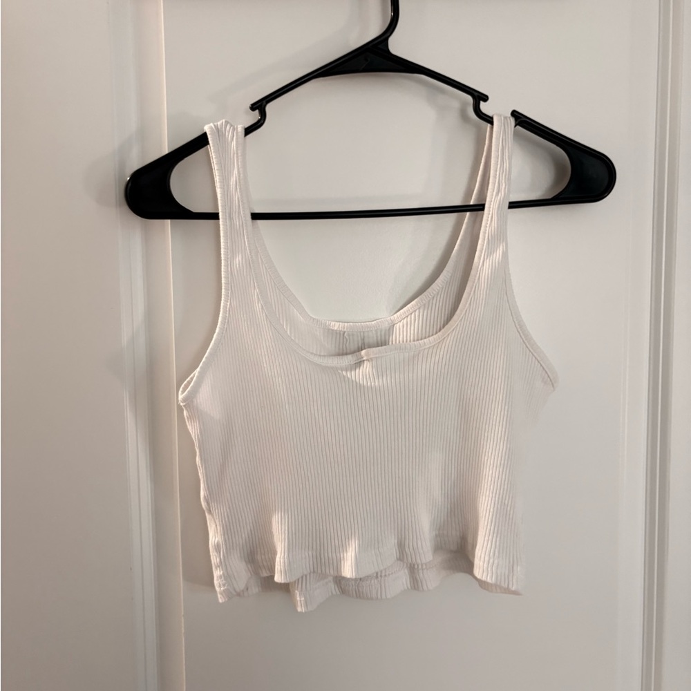 SHEIN Cream Button-Front Ribbed Tank Top - Picture 2 of 3